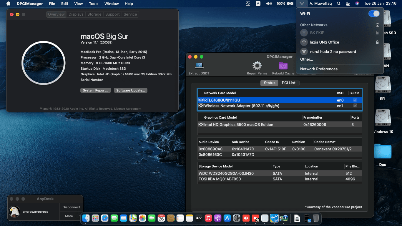 Success Hackintosh macOS Big Sur 11.1 Build 20C69 in Asus X455L-JWX361T